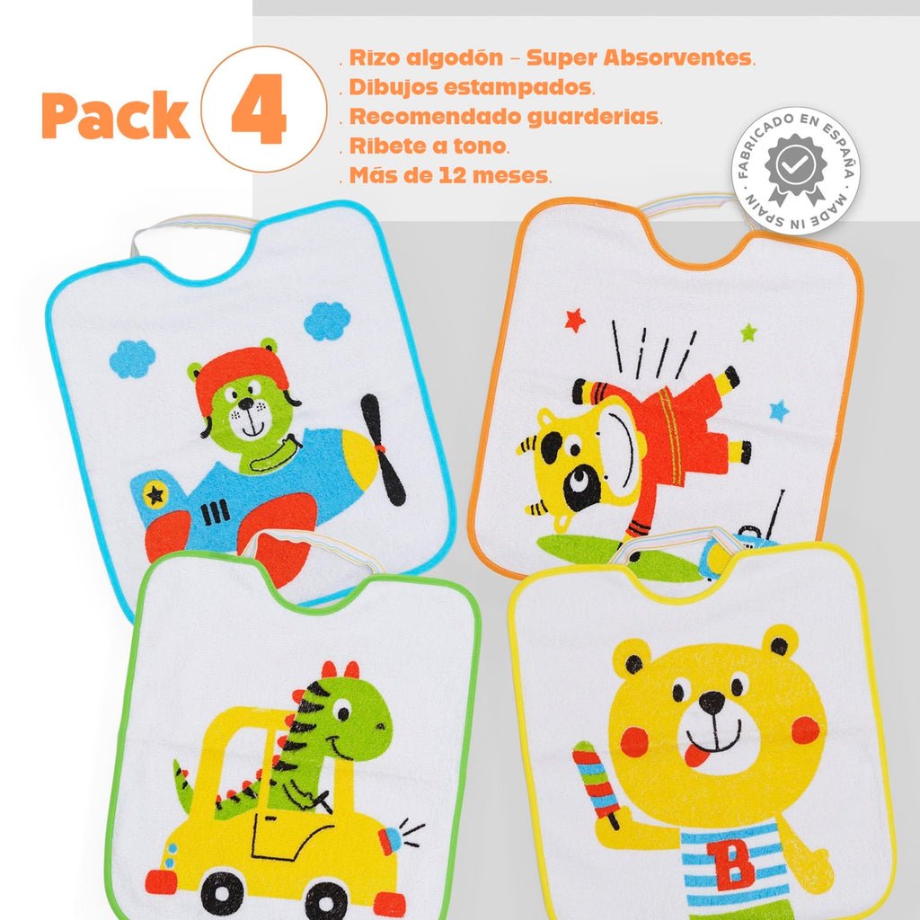 Ti TIN Pack 3 Baberos Bebé Impermeables 31x38 cm, +12 Meses