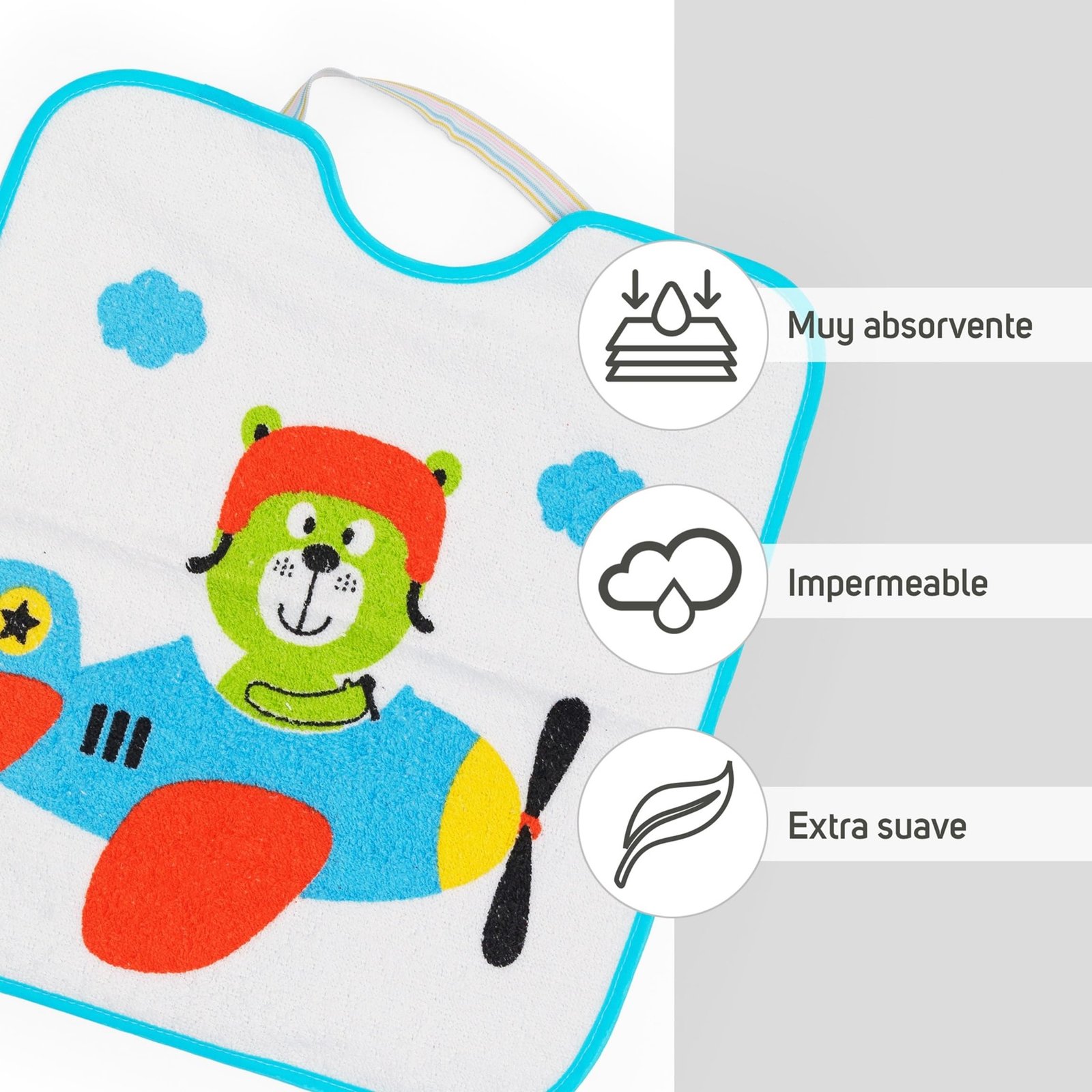Ti TIN Pack 3 Baberos Bebé Impermeables 31x38 cm, +12 Meses